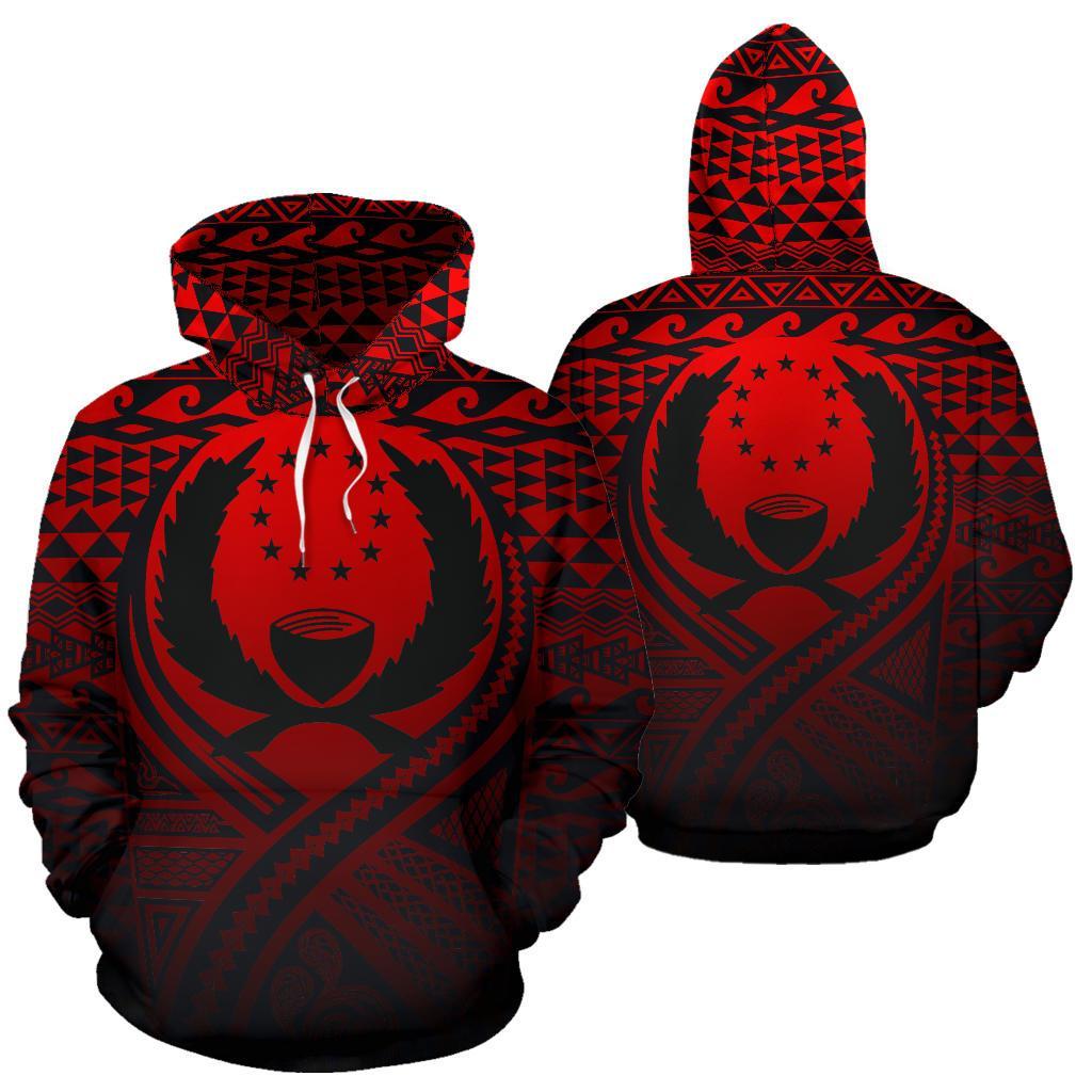 Pohnpei All Over Hoodie Lift up Red Unisex Red - Polynesian Pride