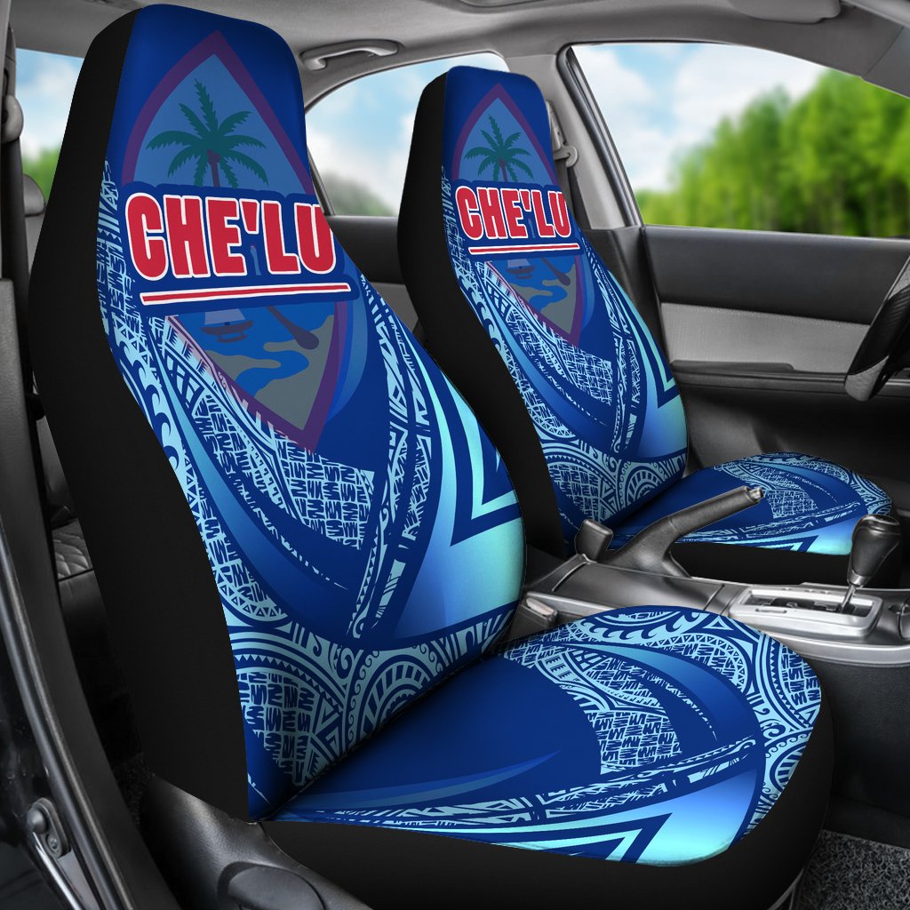 Guam Car Seat Covers - Che'lu Polynesian Patterns Sport Style Universal Fit Blue - Polynesian Pride