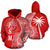 Federated States of Micronesian Polynesian Zip up Hoodie Coconut Tree Red and White Unisex Red - Polynesian Pride