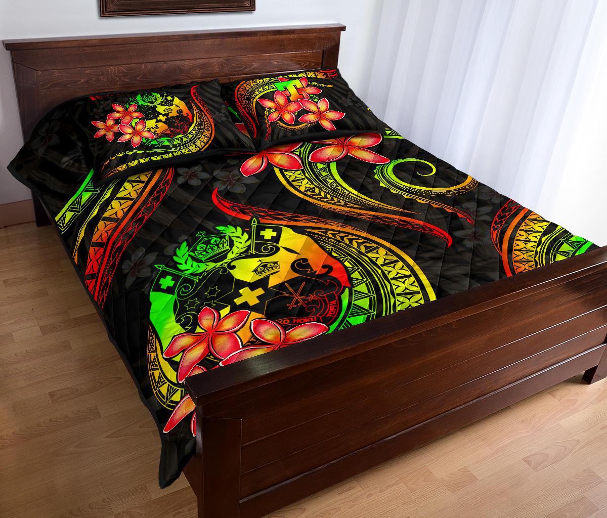 Tonga Polynesian Quilt Bed Set - Reggae Plumeria - Polynesian Pride