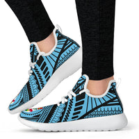 Fiji Polynesian Tattoo Mesh Knit Sneakers Blue - Polynesian Pride