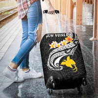 Papua New Guinea Luggage Covers - PNG Seal Polynesian Patterns Plumeria (Black) - Polynesian Pride