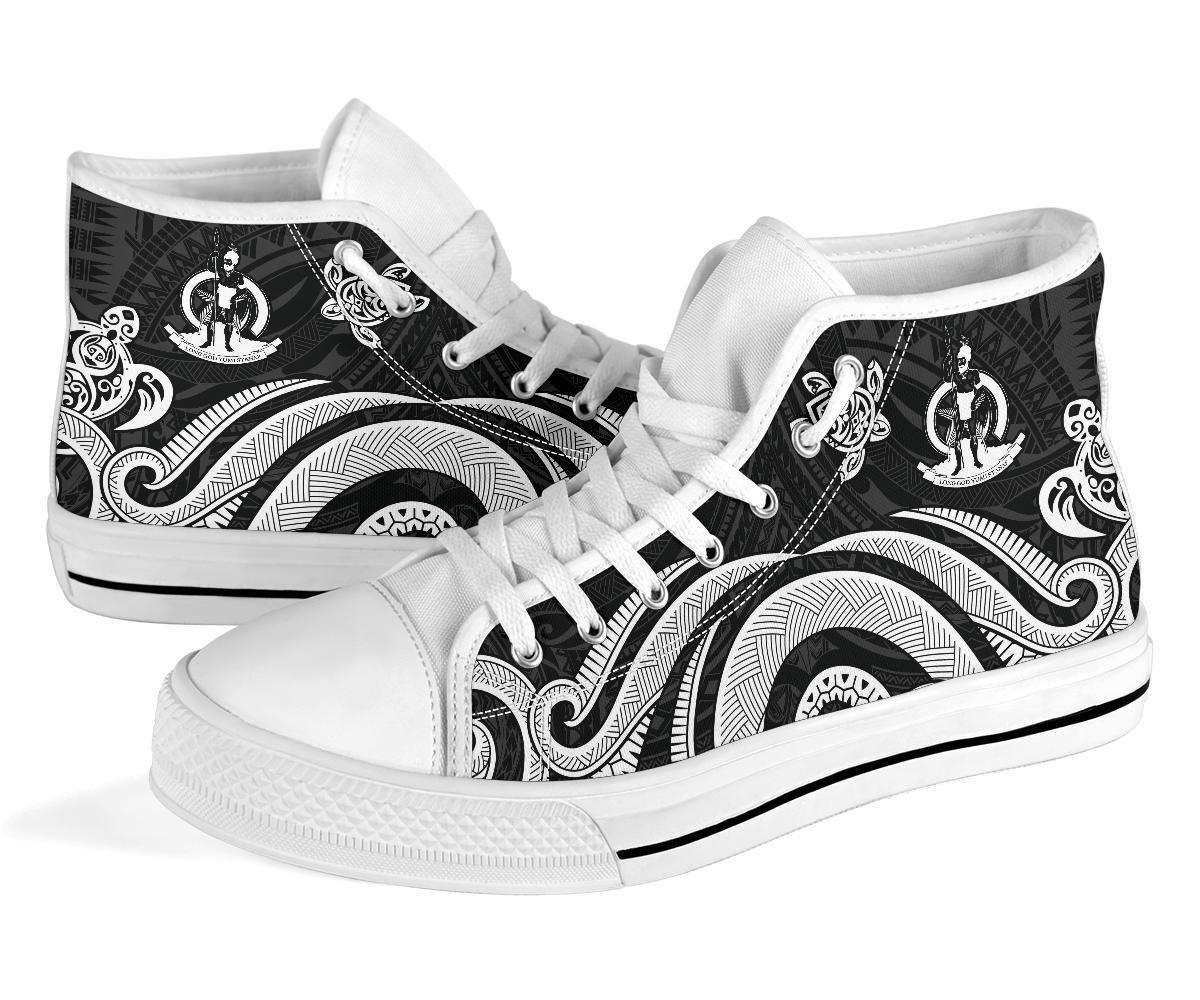 Vanuatu High Top Canvas Shoes - White Tentacle Turtle - Polynesian Pride
