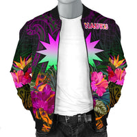 Nauru Men's Bomber Jacket - Summer Hibiscus - Polynesian Pride