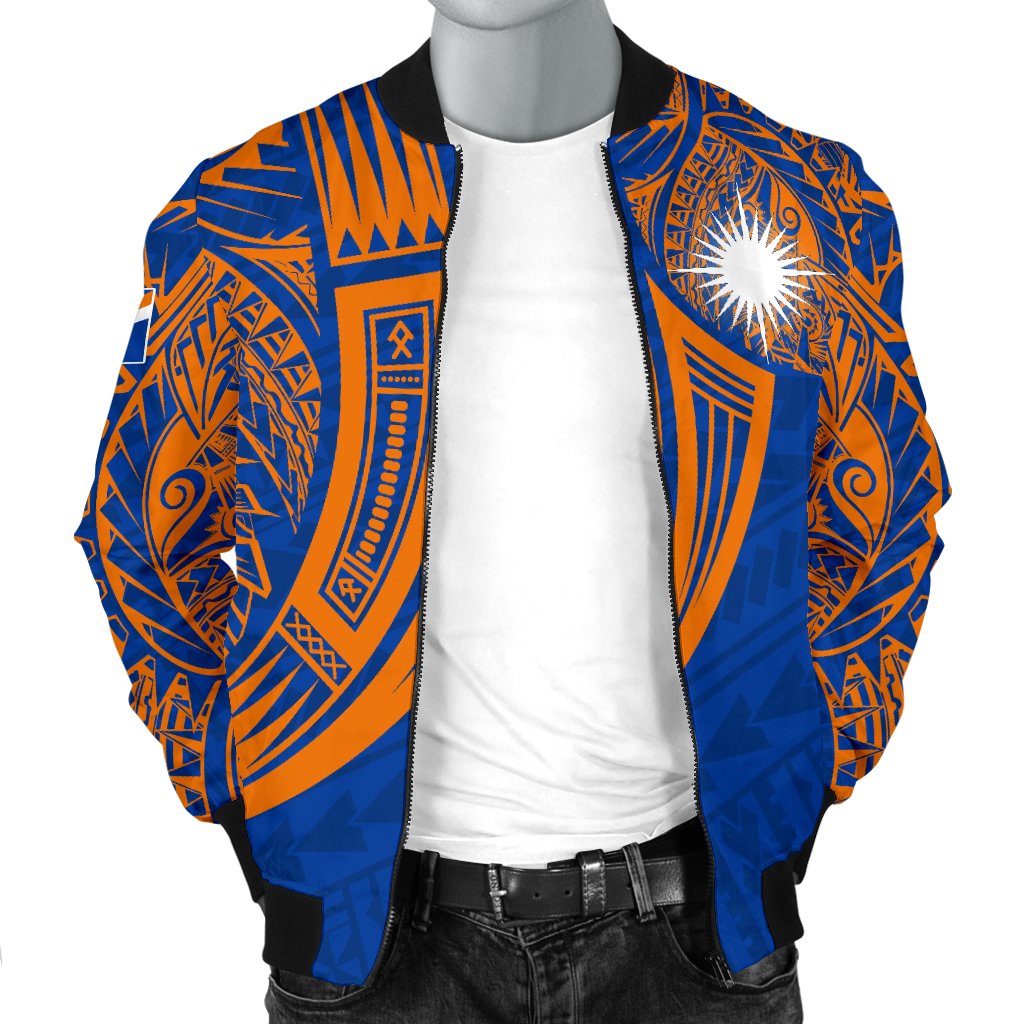 Marshall Islands Polynesian Men's Bomber Jacket - Tribal Tattoo - Polynesian Pride