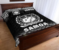 Samoa Quilt Bed Set - Samoa Coat Of Arms Polynesian Tattoo Black Fog White Version - Polynesian Pride