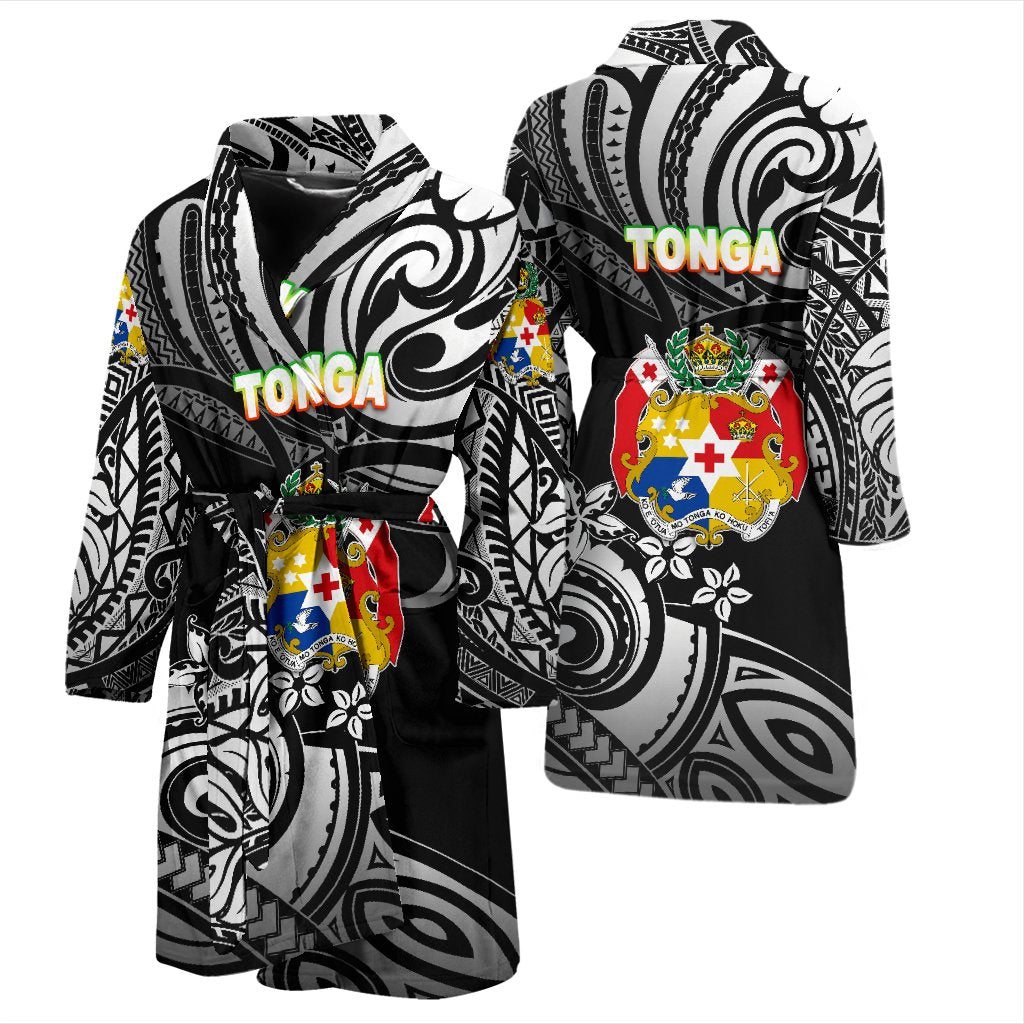 Mate Ma'a Tonga Rugby Men's Bath Robe Polynesian Unique Vibes - Black - Polynesian Pride