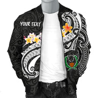 Pohnpei Custom Personalised Men's Bomber Jacket - Pohnpei Seal Polynesian Patterns Plumeria (Black) - Polynesian Pride