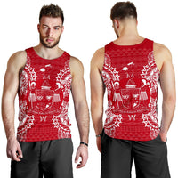 Fiji Polynesian Men Tank Top Map Red White - Polynesian Pride
