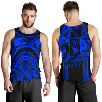 Polynesian Men's Tank Top, Maui Tattoo Polynesian Patterns (Blue) - Polynesian Pride