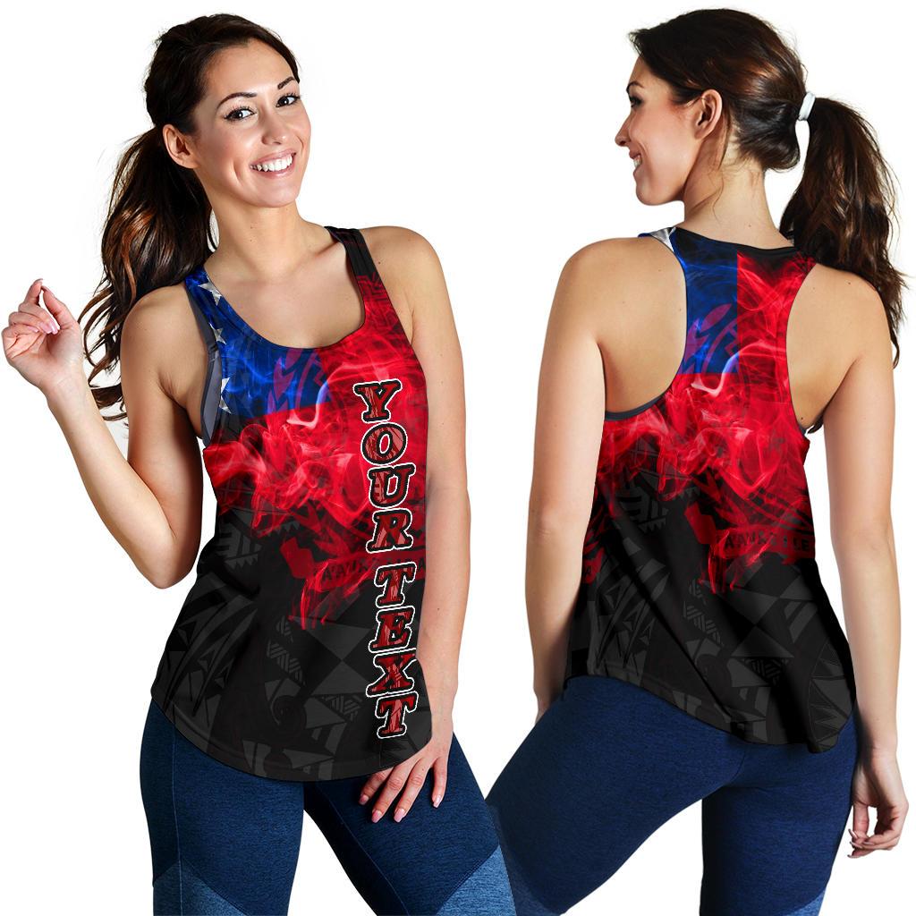 Samoa Polynesian Custom Personalised Women's Raceback Tank Smoking Style Black - Polynesian Pride