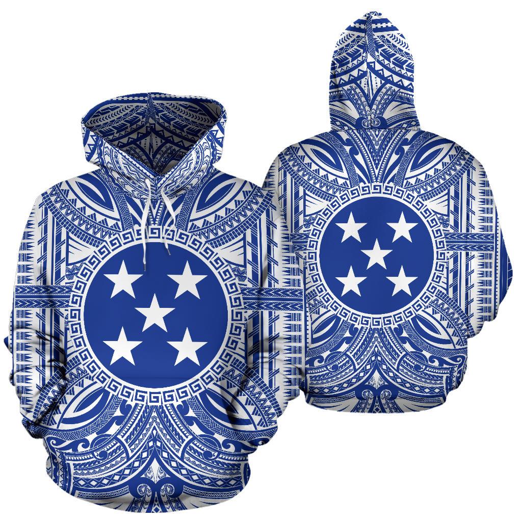 Gambier Islands ll Over Hoodie Gambier Islands Coat of rms Polynesian Flag Color - Polynesian Pride