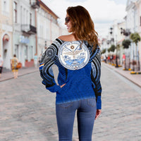 Marshall Islands Polynesian Women's Off Shoulder Sweater - Tattoo Pattern - Polynesian Pride