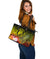 Pohnpei Leather Tote Bag - Humpback Whale with Tropical Flowers (Yellow) - Polynesian Pride