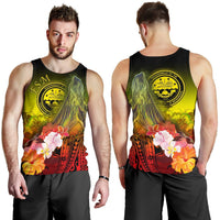 Federated States of Micronesia Men's Tank Top - Humpback Whale with Tropical Flowers (Yellow) - Polynesian Pride