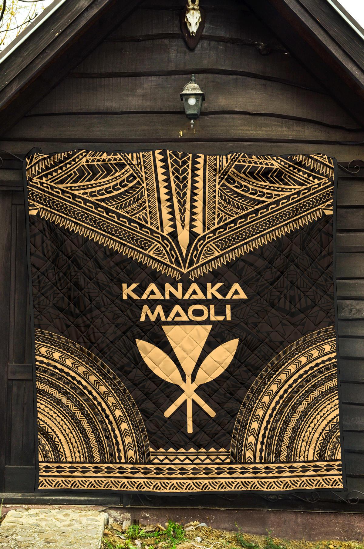 Hawaii Premium Quilt - Kanaka Maoli Polynesian Chief Gold Version - Polynesian Pride