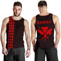 Hawaii Kakau Polynesian Kanaka Map Men's Tank Top - Red Red - Polynesian Pride