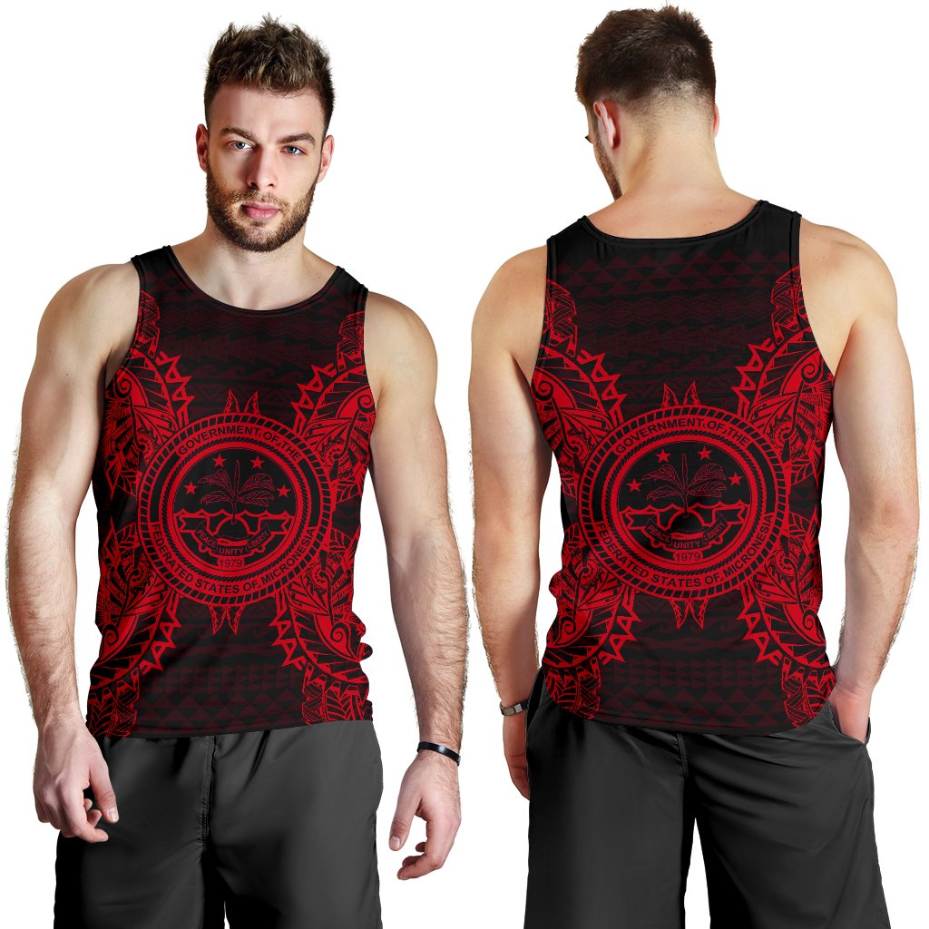 Federated States of Micronesian Men Tank Top Map Red - Polynesian Pride