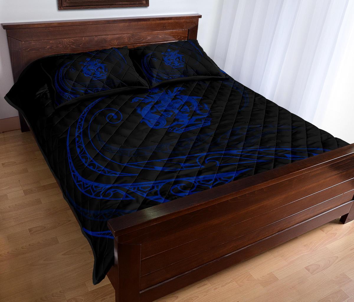 Solomon Quilt Bed Set - Blue - Frida Style - Polynesian Pride
