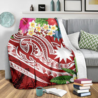 Nauru Polynesian Premium Blanket - Summer Plumeria (Red) - Polynesian Pride