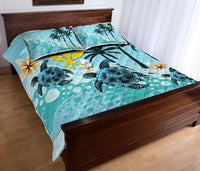 Kanaka Maoli (Hawaiian) Quilt Bed Set - Blue Turtle Hibiscus - Polynesian Pride