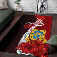 Tuvalu Polynesian Area Rug - Coat Of Arm With Hibiscus - Polynesian Pride