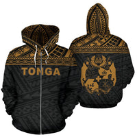 Tonga Polynesian All Over Zip up Hoodie Yellow Horizontal Style Unisex Yellow - Polynesian Pride