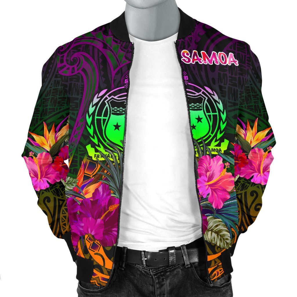 Samoa Men's Bomber Jacket - Summer Hibiscus - Polynesian Pride