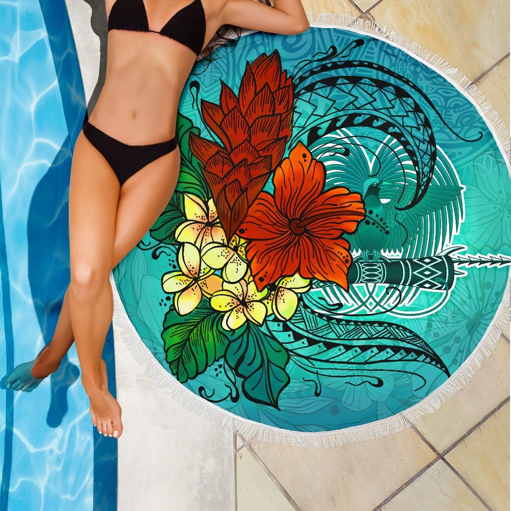 Papua New Guinea Beach Blanket - Tropical Flowers Style - Polynesian Pride