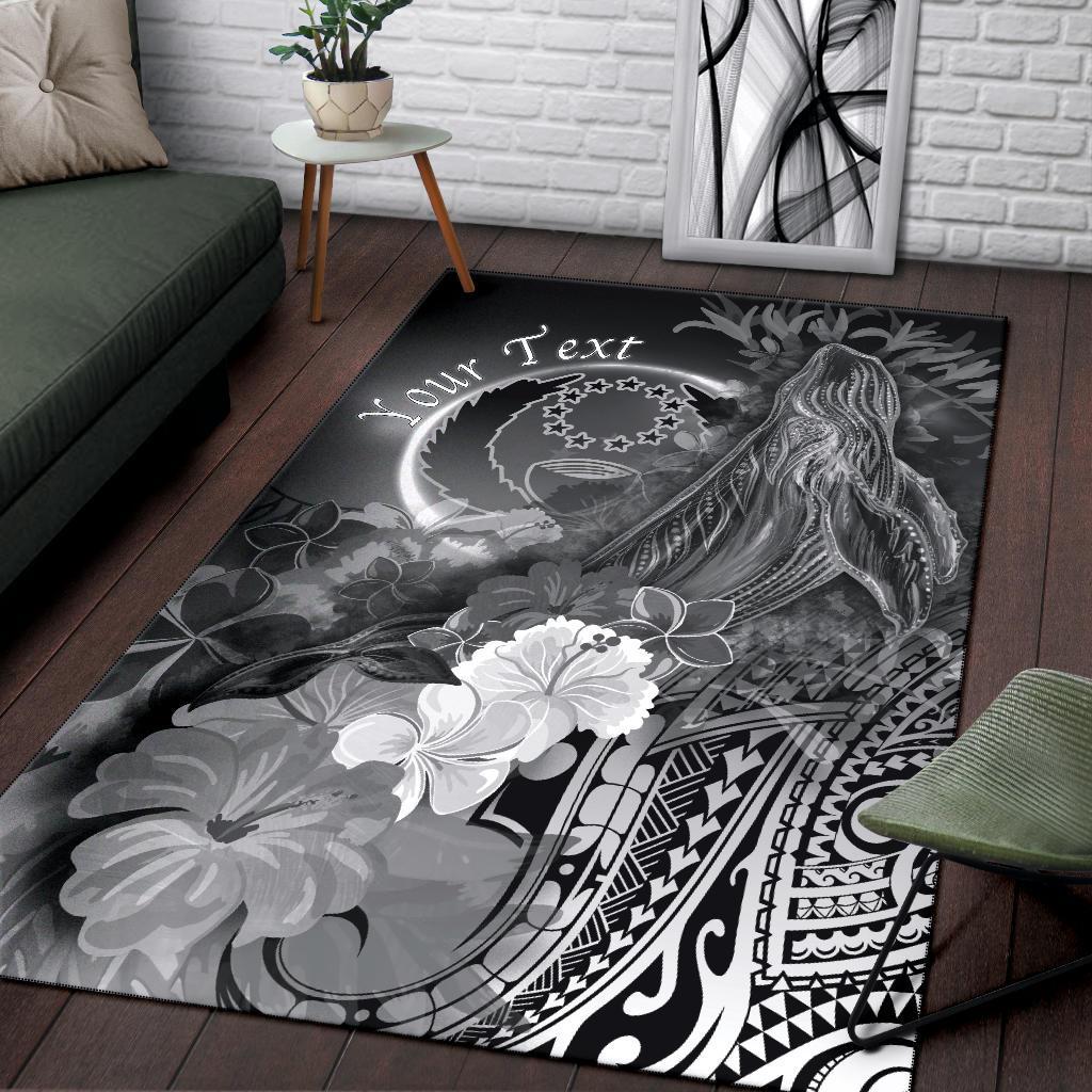 Pohnpei Custom Personalised Area Rug - Humpback Whale with Tropical Flowers (White) - Polynesian Pride