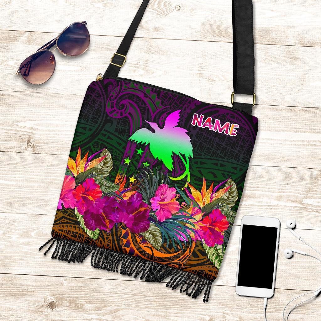 Papua New Guinea Personalised Crossbody Boho Handbag - Summer Hibiscus One Style One Size Reggae - Polynesian Pride