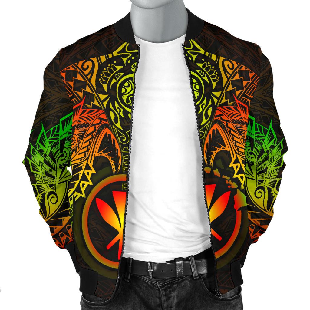 Polynesian Hawaii Bomber Jacket (Men) - Reggae Turtle Manta Ray - Polynesian Pride
