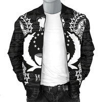 Pohnpei Polynesian Men's Bomber Jacket Map Black - Polynesian Pride