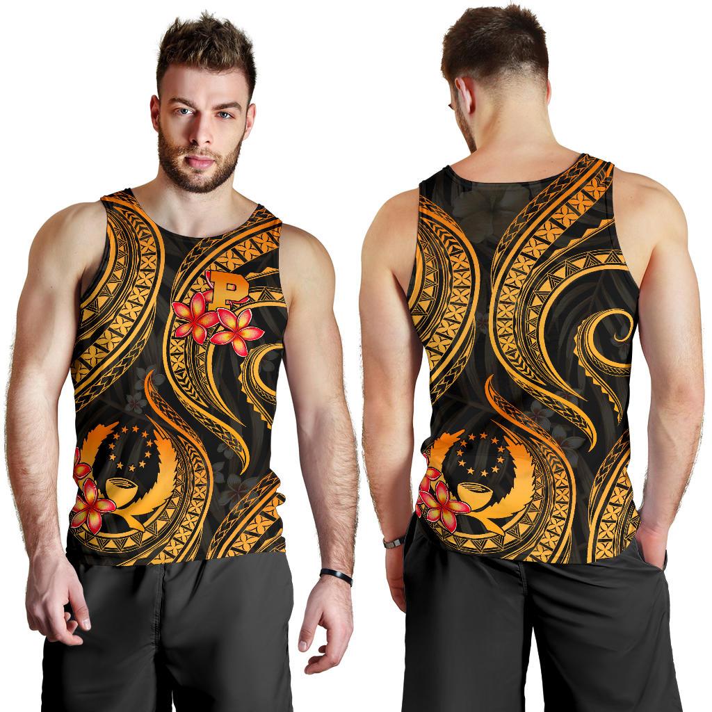 Pohnpei Micronesian Men Tank Top - Gold Plumeria - Polynesian Pride
