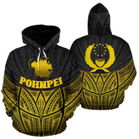 Pohnpei Polynesian Hoodie Gold Pride Map nd Seal Unisex Gold - Polynesian Pride