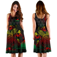 Tokelau Polynesian Midi Dress - Turtle Hibiscus Reggae - Polynesian Pride