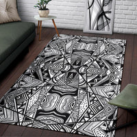 Polynesian Black And White Area Rug - Polynesian Pride