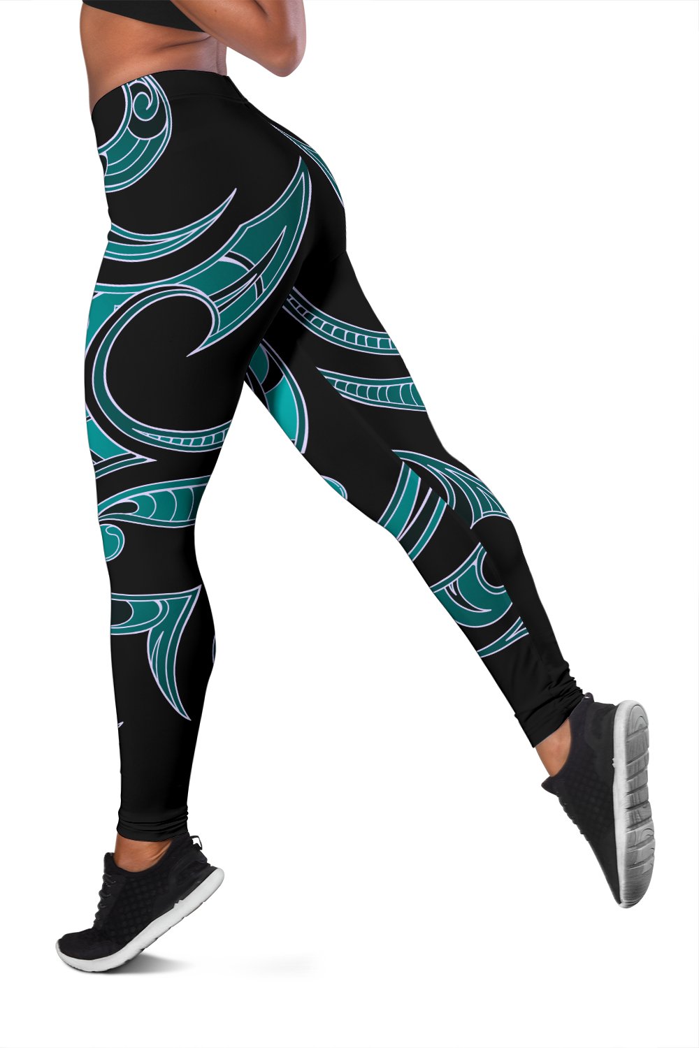 Hawaii Tribal Polynesian Tribal Women's Leggings - Turquoise - Juno Style - AH - Polynesian Pride
