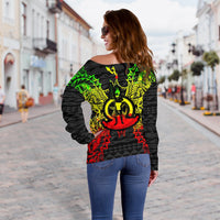 Vanuatu Polynesian Shoulder Sweater Map Reggae - Polynesian Pride