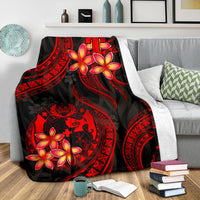 Tonga Polynesian Premium Blanket - Red Plumeria - Polynesian Pride