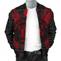 Niue Polynesian Men's Bomber Jacket Map Red - Polynesian Pride
