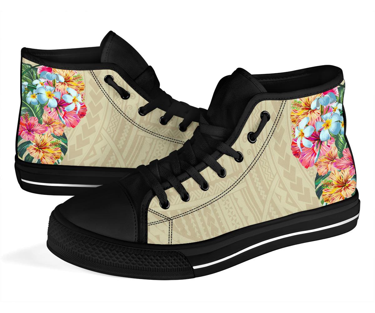 Hawaii Polynesian Flowers Swimming Turtles High Top Shoe - Polynesian Pride