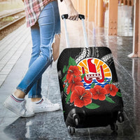 Tahiti Polynesian Luggage Covers - Hibiscus Coat of Arm Black - Polynesian Pride