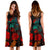 Polynesian Midi Dress - Blue Red Monstera Leave - Polynesian Pride