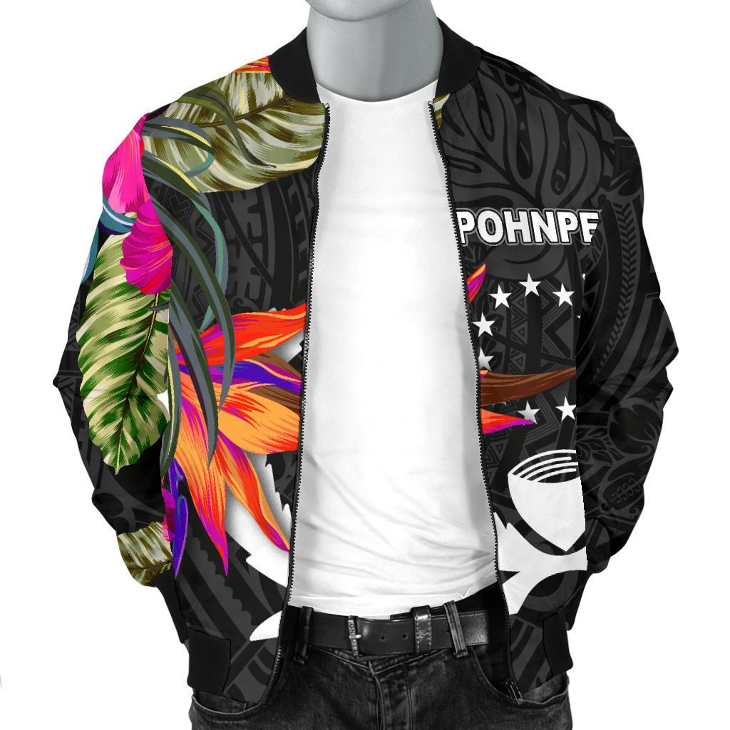 Pohnpei Men's Bomber Jacket - Polynesian Hibiscus Pattern - Polynesian Pride