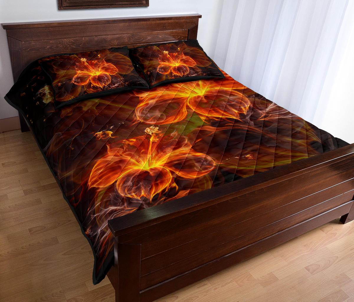 Hawaii Hibiscus Fire Quilt Bed Set - Polynesian Pride