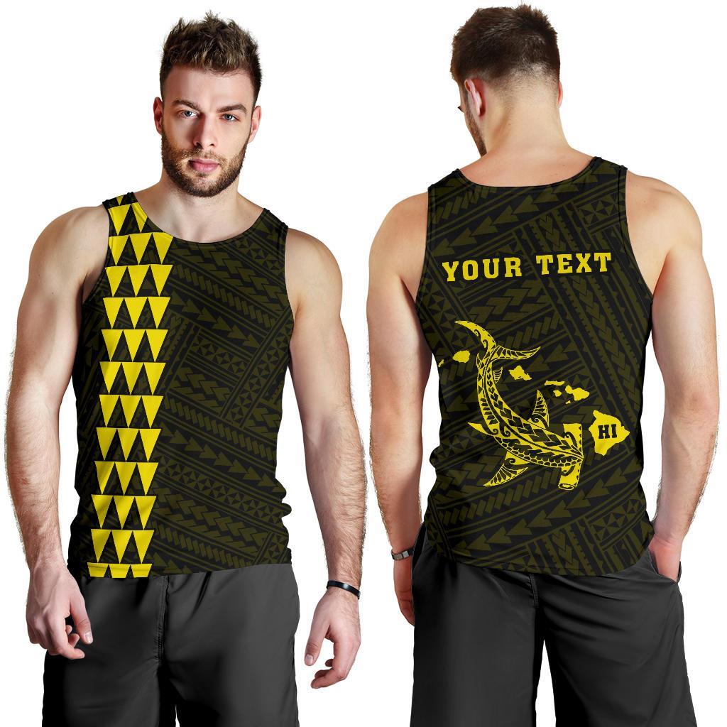 Hawaii Kakau Polynesian Hammerhead Shark Personalized Men's Tank Top - Yellow Yellow - Polynesian Pride