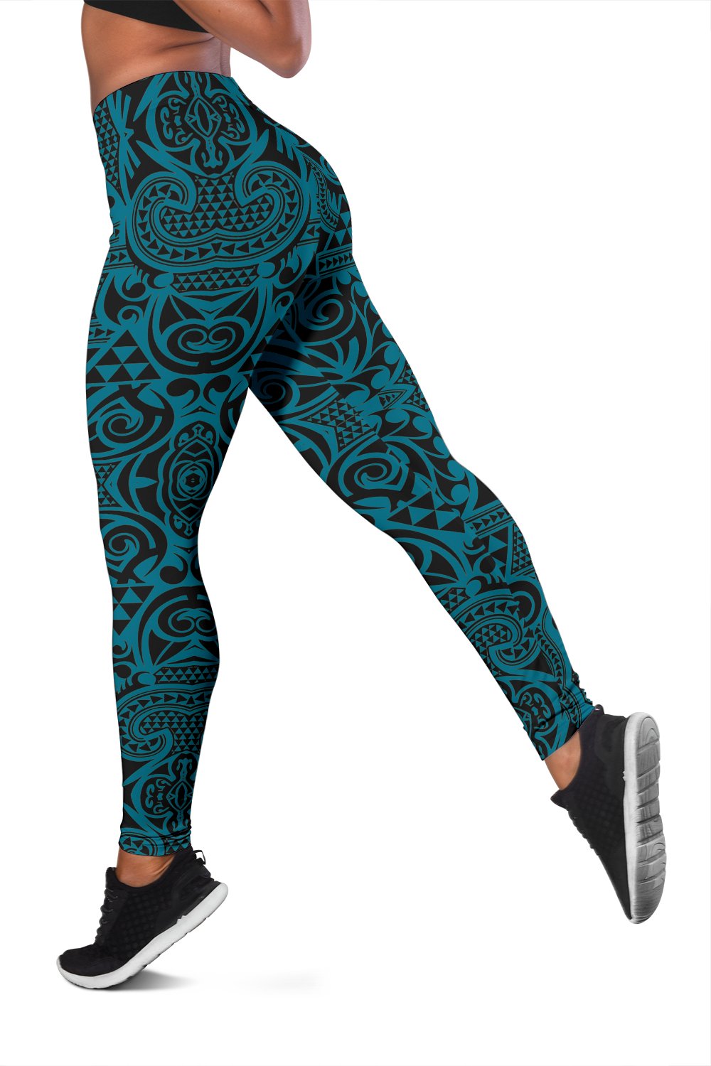 Polynesian Kakau Turtle Blue Hawaii Women's Leggings AH - Polynesian Pride