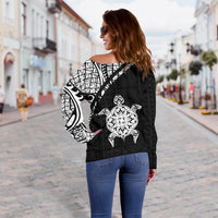 Hawaii Turtle Women's Off Shoulder Sweater - Curve Style - Polynesian Pride