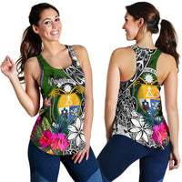 Nauru Women Racerback Tank - Turtle Plumeria Banana Leaf Crest - Polynesian Pride